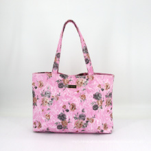 Floral Printing PU Fake Leather Waterproof Custom Shopping Bag Women Tote Bag